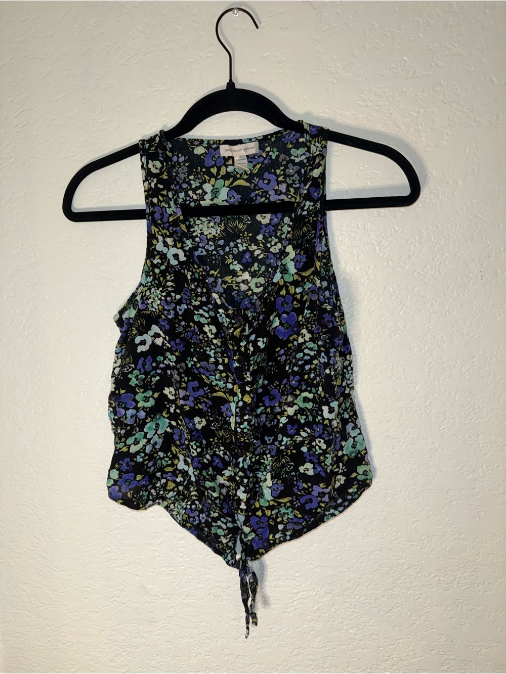 Ambiance Black Floral Tie-Front Camisole
